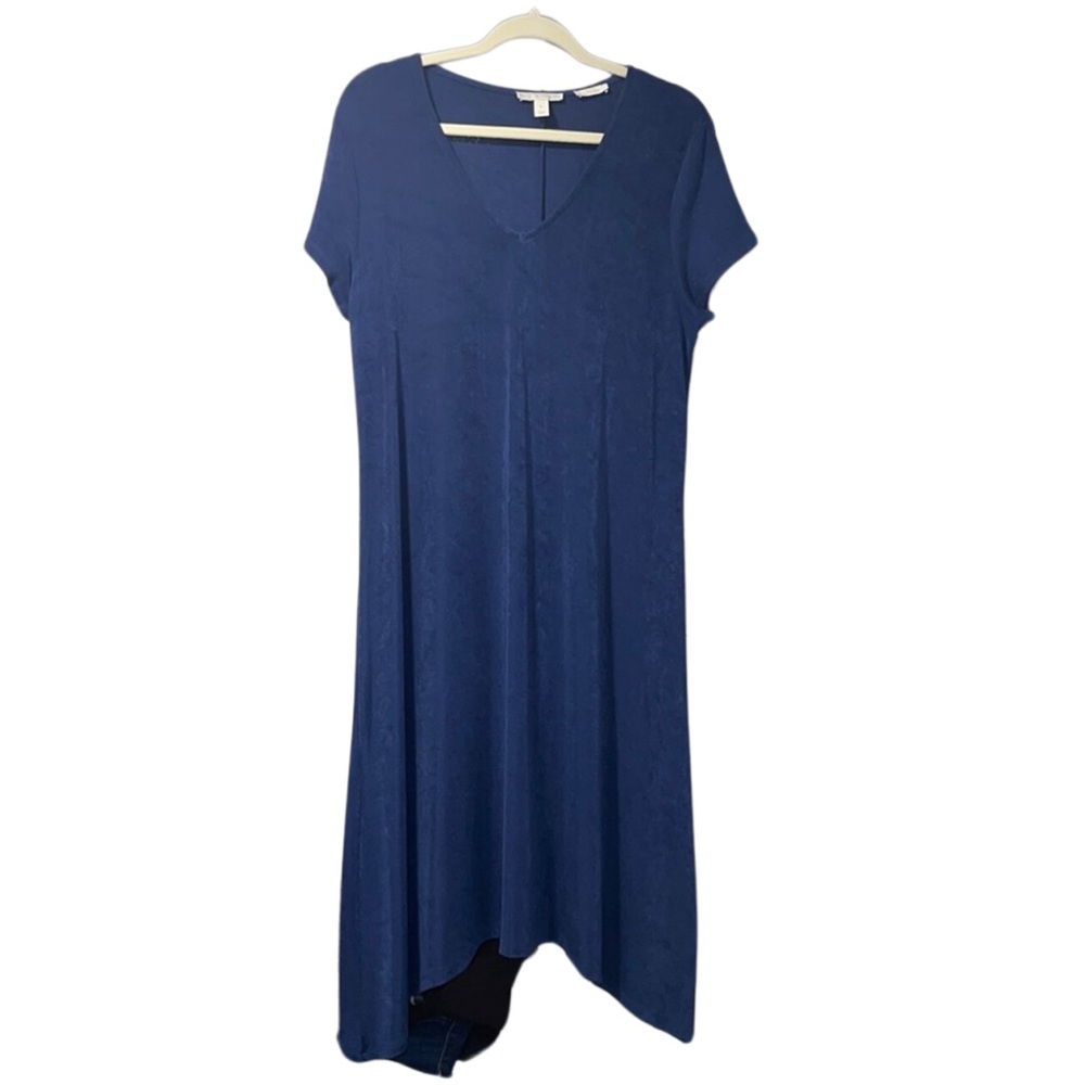 Dana Buchman Travel Anywhere Collection Blue dress size Large‎ stretch shiny